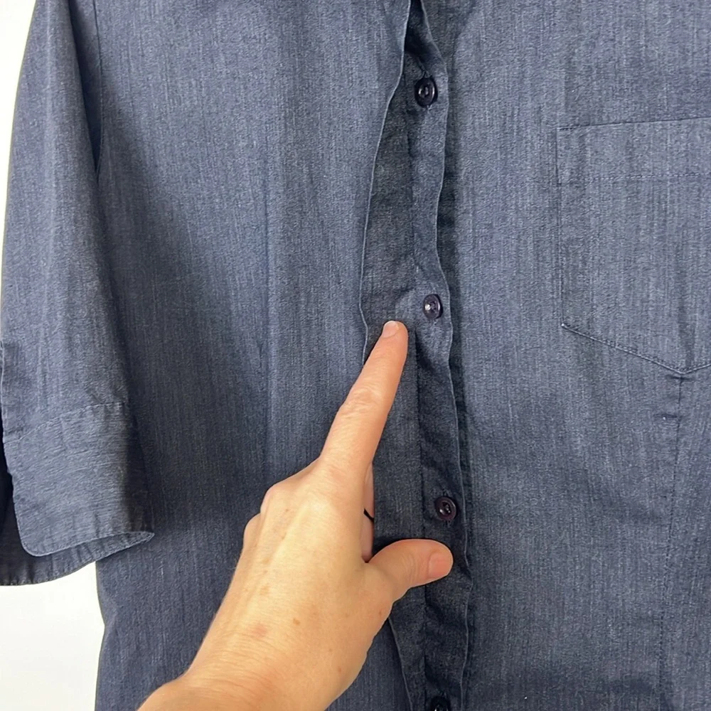 Express Stretch Dark Blue Denim 1-2 Sleeve Top Sz 5/6 - Picture 8 of 11